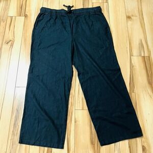 Old Navy Black High-Waisted Linen-Blend Wide-Leg Pants Size XL